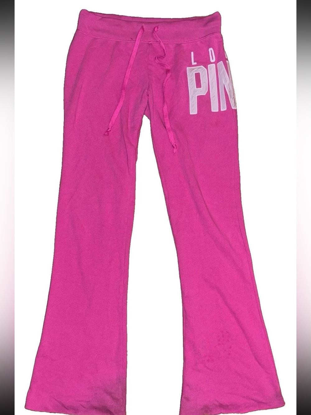 Pink Victoria’s Secret Y2K Spellout Logo Low Rise Flare Leg Sweatpants SZ.S